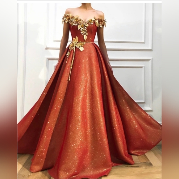 Golden orange sparkling dress - Picture 2 of 5